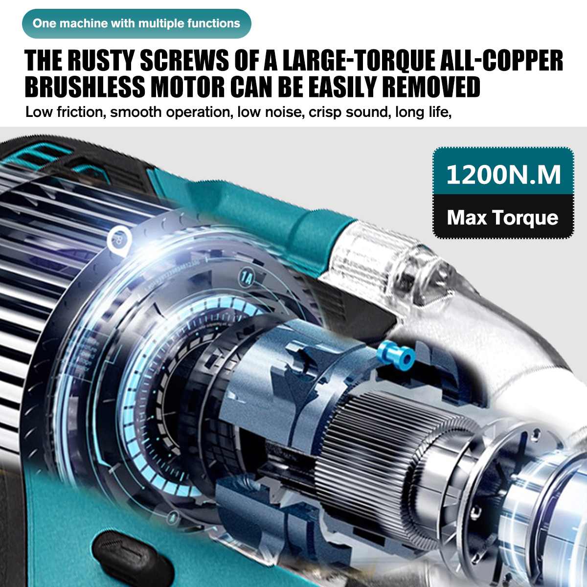 2 In 1 18V Brushless Wrench Cordless Electric Screwdriver Electric Impact Wrench Torque 1/2inch for Makita 18V Battery