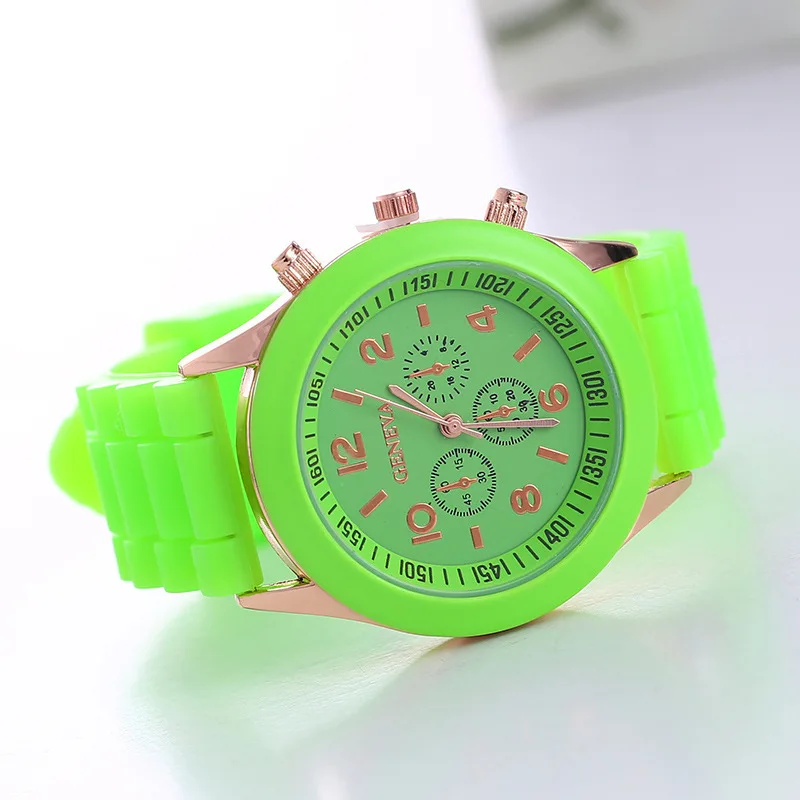 Brand Geneva Ladies Watch Student Silicone Strap Quartz Wristwatch for Women Clock Relogio Feminino: Ivory