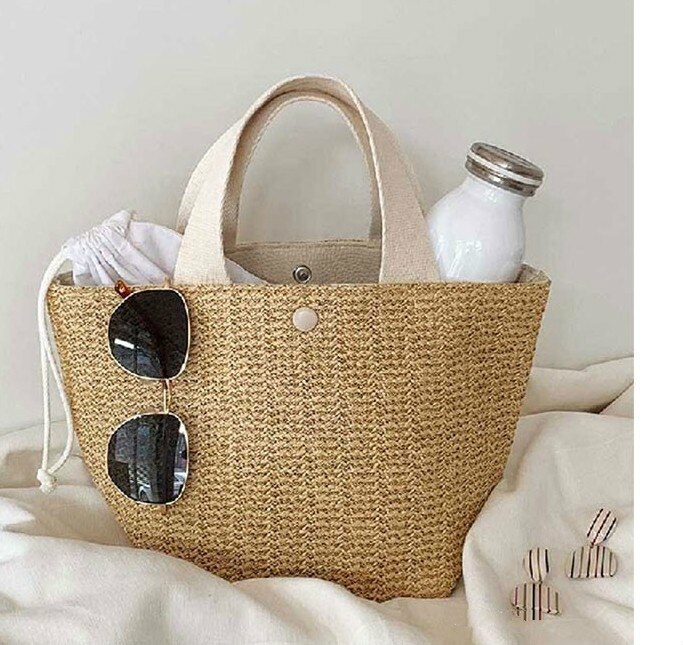 Vintage casual portable straw bag summer seaside beach bag women сумки женские пляжная сумка bolsa de playa соломенная сумка: White handpart