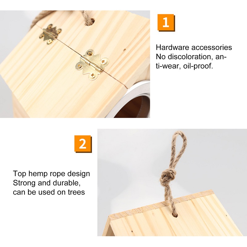Nido de Pájaro, decoración de jardín resistente, casa de madera para pájaros, caja de anidación de pájaros ecológica, casa de pájaros de madera Natural, decoración de jardín