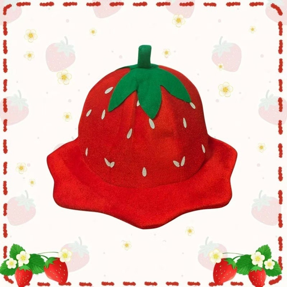 Hedelmähattu sarjakuva pehmo mansikkahattu punainen unisex hedelmä mansikkalakki talvi lämmin mansikka cosplay syntymäpäivä