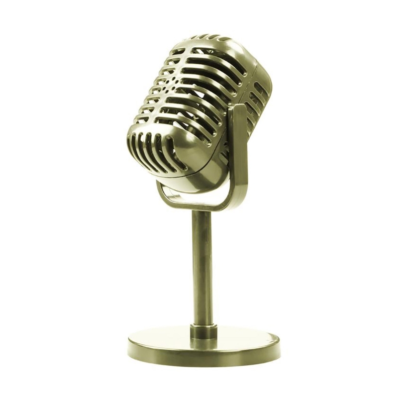 Microphone rétro, décoration de Table, accessoires de Microphone Vintage, modèle pour enfants, jouet de fête, noir/or/argent P9JD