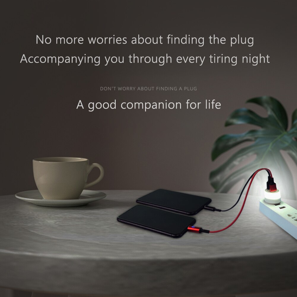Lumière LED USB 1-to-2 séparateur USB Protection des yeux lumière de lecture 5V 1A Plug-and-Play chambre à coucher extérieur lumière de nuit ronde d'urgence