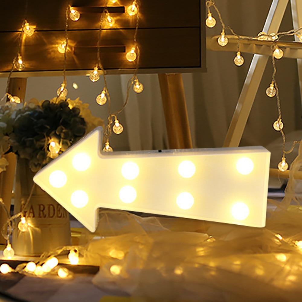 Alfabet LED Brief Lichten Licht Up Wit Plastic Letters Staande Opknoping pijl Partij Etalage decoratie