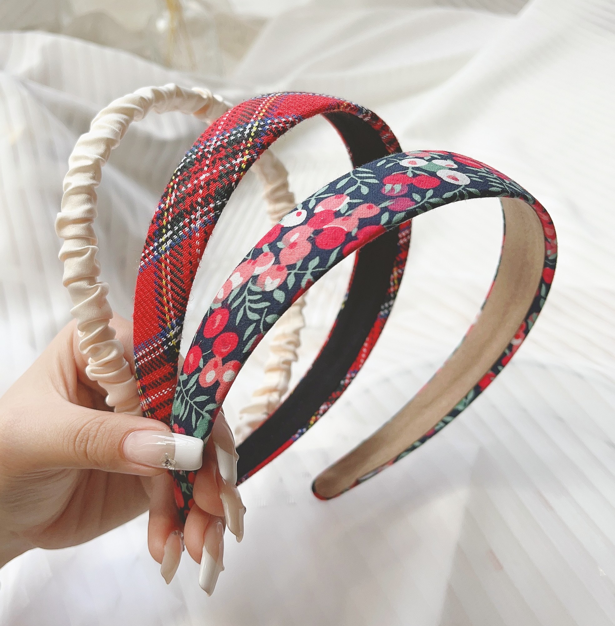 3 unids/set mujer bandas para el cabello de tela tocado diadema de perlas diadema para niñas aro para el cabello accesorios para el cabello femenino: Fucsia