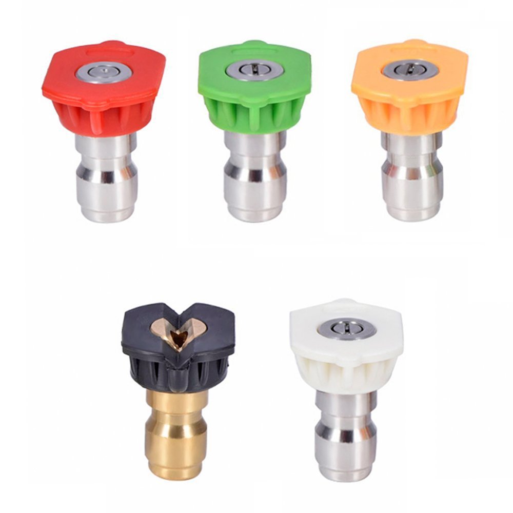 Pressure Washer Accessories Kit 7 Power Washer Spray Nozzle Tips 1/4 inch Quick Connecting Pivoting Coupler 4500 PSI: Colorless