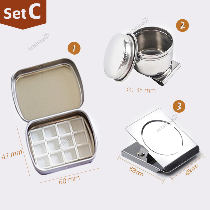 Przenośny podróżny zestaw farb akwarelowych mini 10/12/16 siatki puste pudełko dozownik pigmentu paleta zacisk magnetyczny czajnik dla artystów: BIAŁY