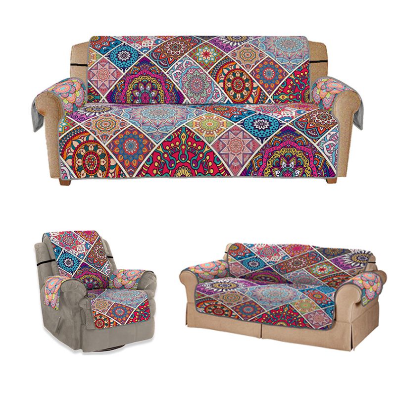 Boheme sofadæksel 3d digitaltryk sofadæksel farverige firkanter anti-snavset sofadæksel til stue hund hund børnemåtte: 180 x 275cm