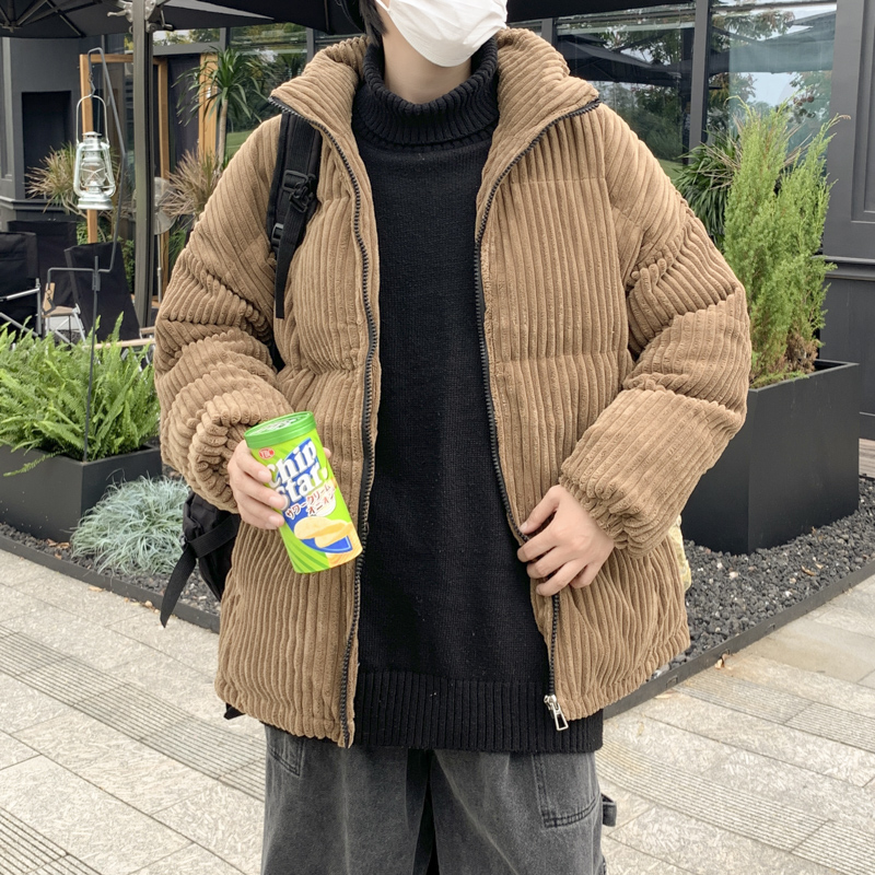 Giacca da uomo e da donna calda colletto in velluto a coste amanti del pane inverno Joker imbottito in cotone coppia sciolta addensare vestiti cappotto caldo in lana