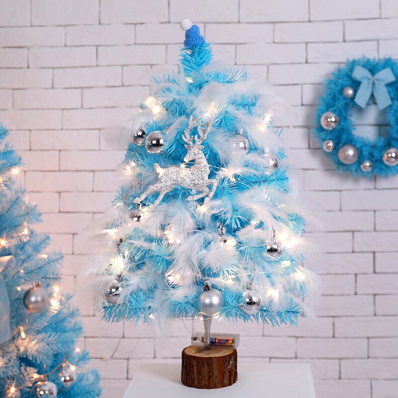 Veer Kerstboom Mini Blauw Roze Decoratie Ceder Desktop Tafelblad Ornament Vj