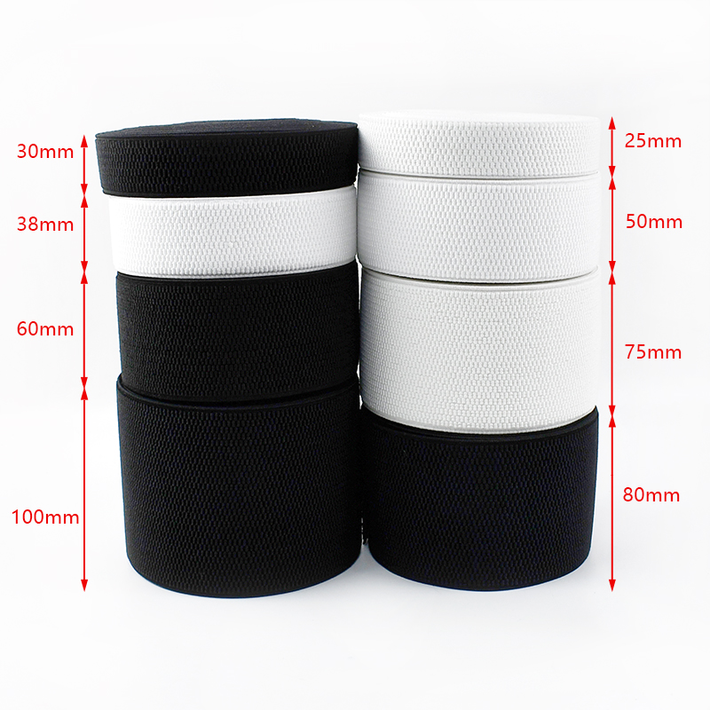 2/5M 25-100mm Schwarze Weiße Elastische Bänder Kleidung Bauch Näh-Gummiband Bekleidung Korsett Gürtel Dehnbares Band DIY-Material