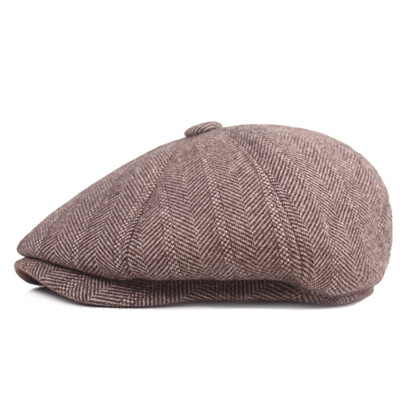 Men Wool Newsboy Cap Men Brown Herringbone Flat Caps Women Men British Painters Hat Soft Warm Winter Hat Octagonal Cap BJM31
