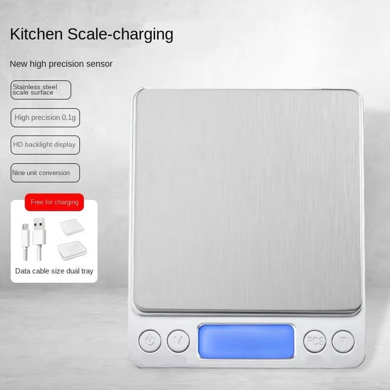 Digitale Küchenwaage, 3000 g/O.1 g, kleine Schmuckwaage, Lebensmittelwaage, digitales Gewicht, Gramm und Oz, digitale Grammwaage mit LCD/Tara: Weiß