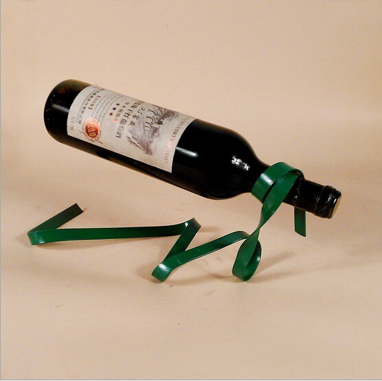 1PC Magic Suspension Ribbon Wine Rack Suspension Wine Stand Novelty Iron Rack Bottle Holder Stand Bar Wedding Whiskey EKI 2077