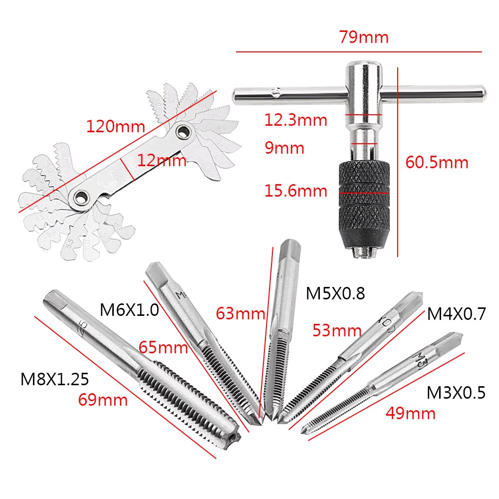 Maschine Hand Windeisen Schraube klopfen klopfen Halfter Schraube Gewinde Wasserhähne Reibahle 7 teile/satz M3/M4/M5/M6/M8 60 grad Gewinde Messgerät