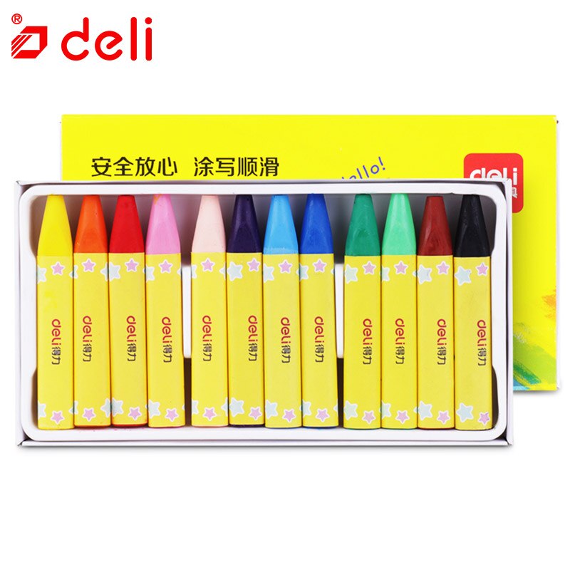 Deli Wax Crayon Kids Oil Painting Stick Candy Color Oil Pastel Crayon Child Safety Non-toxic Pastel 8/12/24/36/48 Colors Per Box: 72079 12color