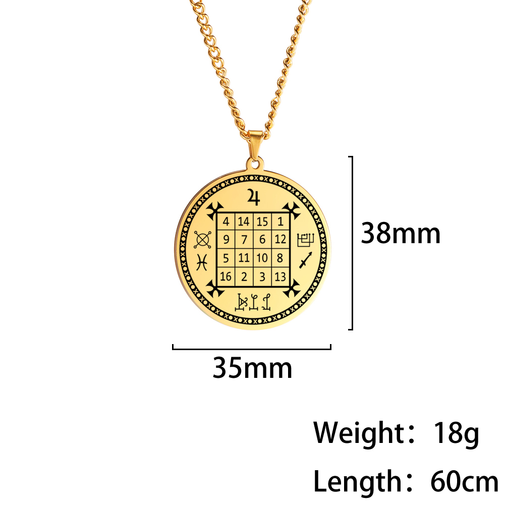 LIKGREAT-collar de Saturno, Júpiter, Solomon, Cuadrado mágico talismán de acero inoxidable, colgantes ocultos, joyería, de Navidad: 01
