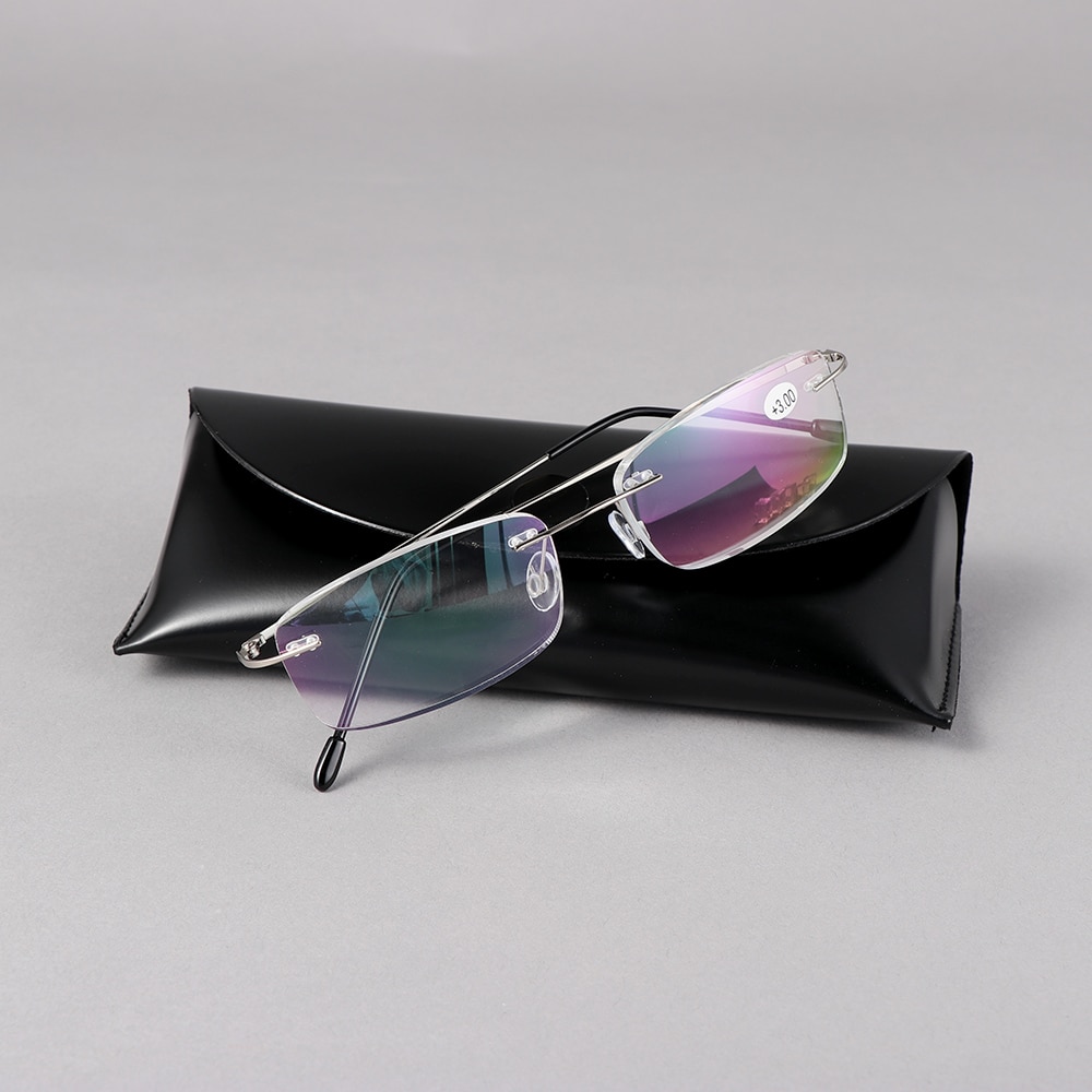 Leesbrillen voor ouderen, randloos, ultralicht, geheugen titanium brillen, magnetische rechthoekige brillenaccessoires