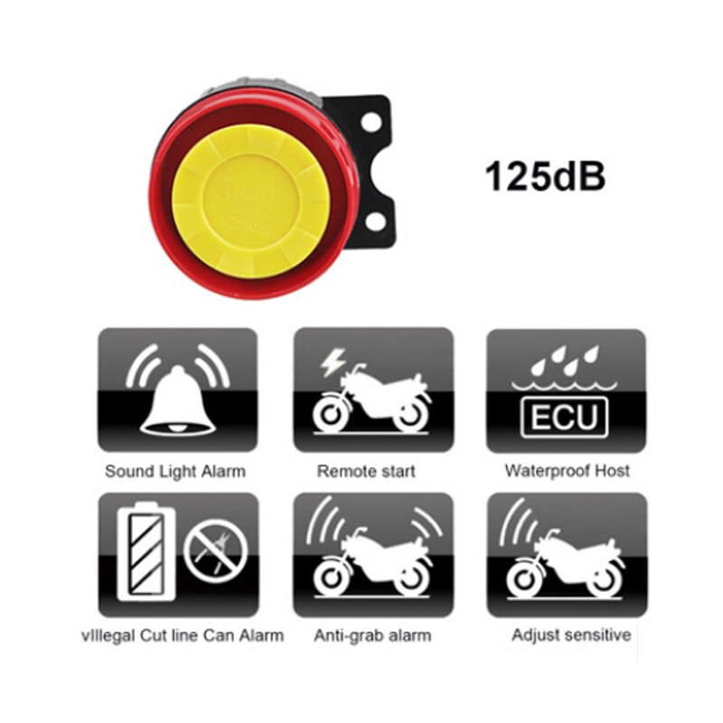 OkeyTech Motorcycle Keyless Entry Moto Alarm System Universal Anti-theft Security System Speaker Remote Control Engine Start