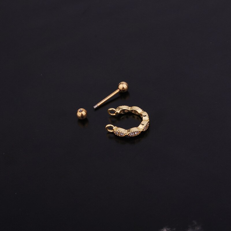 Blad cz kubieke zirkonen stud helix kraakbeen tragus oorbellen sieraden voor vrouwen oor bot kraakbeen piercing oorbellen