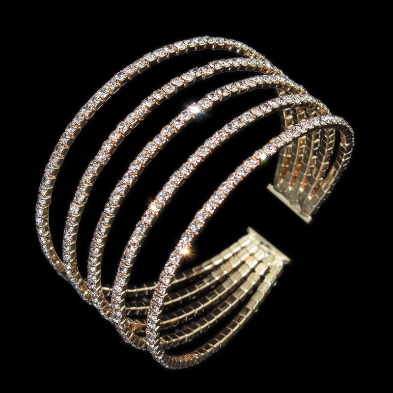 Crystal Parel Opening Armbanden Armbanden Voor Vrouwen Gold Verzilverd Stretching Armbanden Pulseras Mujer Sieraden