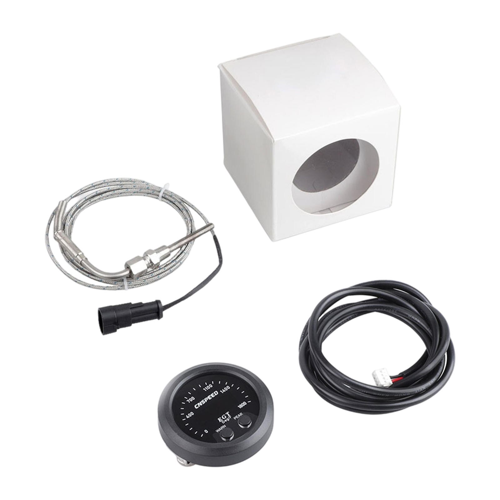 Exhaust Gas Temperature Gauge Kit Digital LED Light Egt Fit for Water Car &amp; Truck