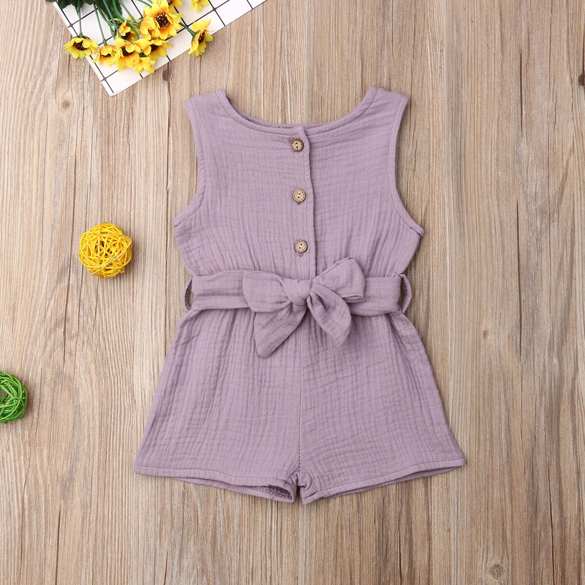 0-24M Zomer Infant Kids Baby Meisjes Jongens Rompertjes Solid Button Mouwloze Jumpsuits Kleding 3 Kleuren