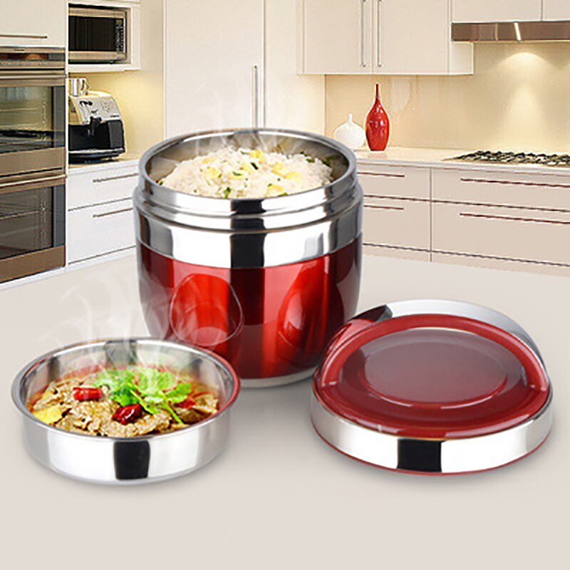 ONEUP Portable Stainless Steel Insulated Lunch Box Double-deck Bento Box Japanese 2-layer Insulated Bucket Soup Food Container