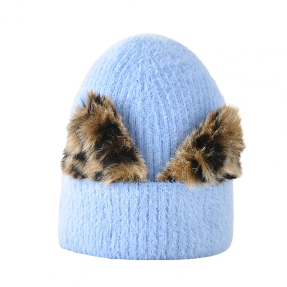 Trendy Winter Beanie Fluffy Winter Cap Knitted Soft Plush Winter Cap: Blue