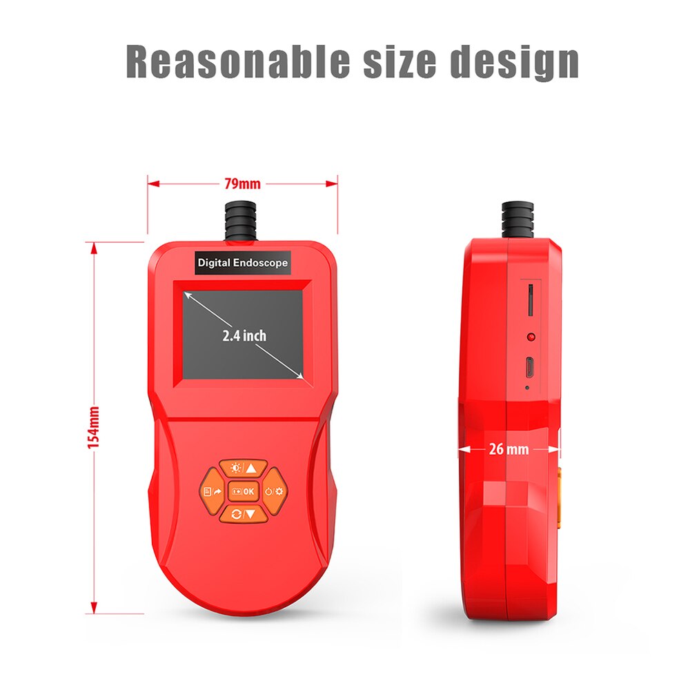2.4 polegada Tubo Rígido Handheld Endoscópio Câmera Do Carro 1080P Câmera de Inspeção para a Reparação de Automóveis Ferramenta Digital Endoscópio Industrial