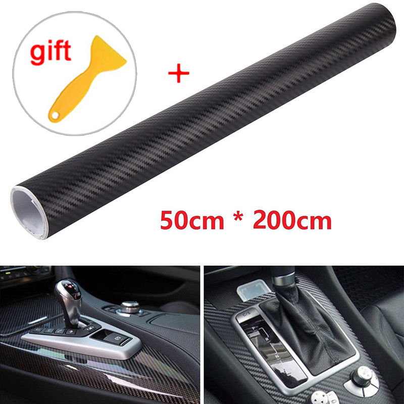 Pegatina de coche con raspador para superficies de altavoces 50x200cm, lámina de vinilo de fibra de carbono negra mate, pegatinas decorativas prácticas
