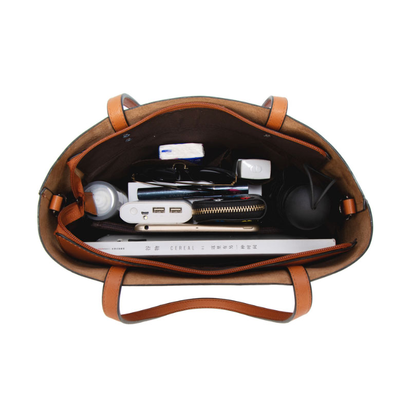 Dametaske skuldertaske pu messenger taske tote bag bucket taske mor taske ensfarvet indkøbstaske big bag trend