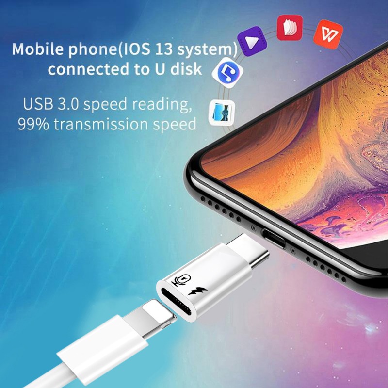 Adapter OTG USB C na Lightning do iPhone'a 16 Mikrofon Android Szybki transfer danych Oświetlenie żeńskie na męski konwerter typu C
