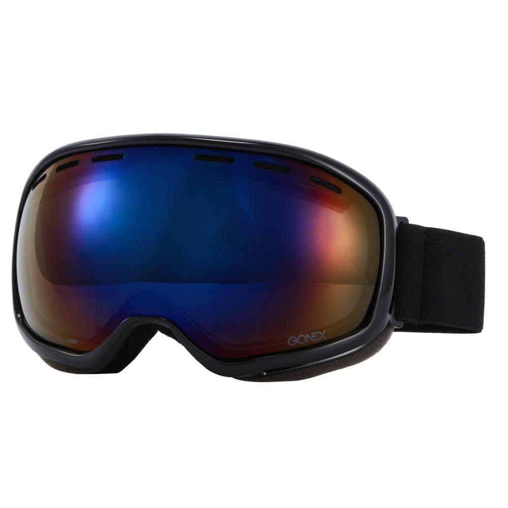 Gonex OTG Ski Goggles Snowboard Skiing Eyewear Glasses Men Women UV400 Protection Double Spherical Lens for Winter Sport: Black Blue