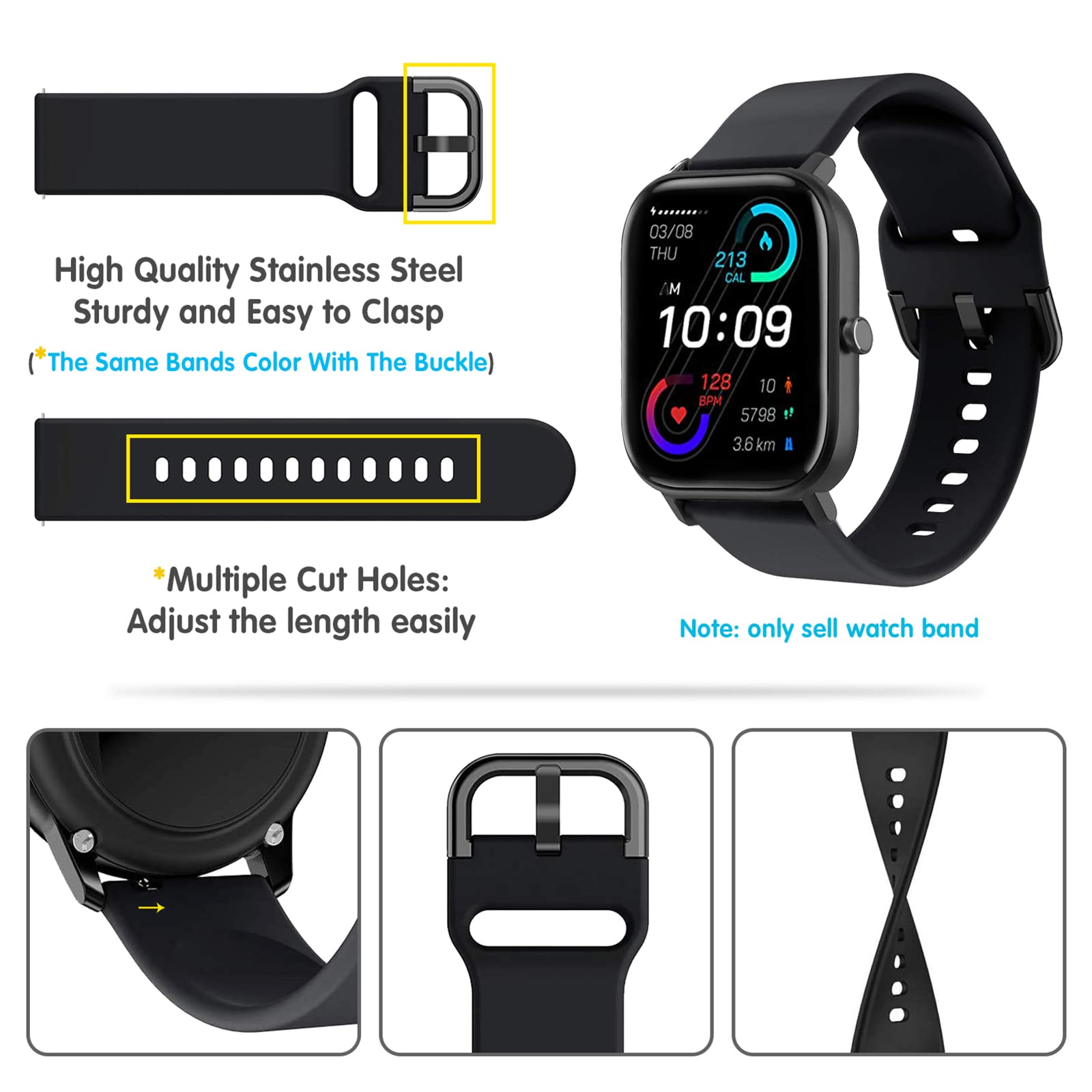 Correa de silicona para Amazfit gts 2 3 4/bip/gtr 4 3 pro/stratos 3 2 20mm/22mm pulsera deportiva correa Amazfit gts 2 3 4 mini