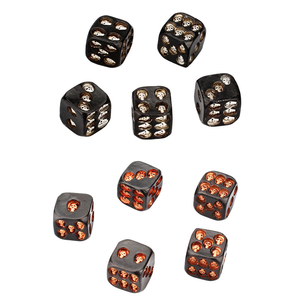 Set Van 5 Stuks Zwarte Schedel Dobbelstenen Grijnzende 3D Skelet Dobbelstenen Enge Novelty