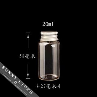 10 stuks/partij 27 x 58 x 14mm 20ml aluminium schroefdop glazen flessen, transparante glazen flessen decoratieve flesjes hangers