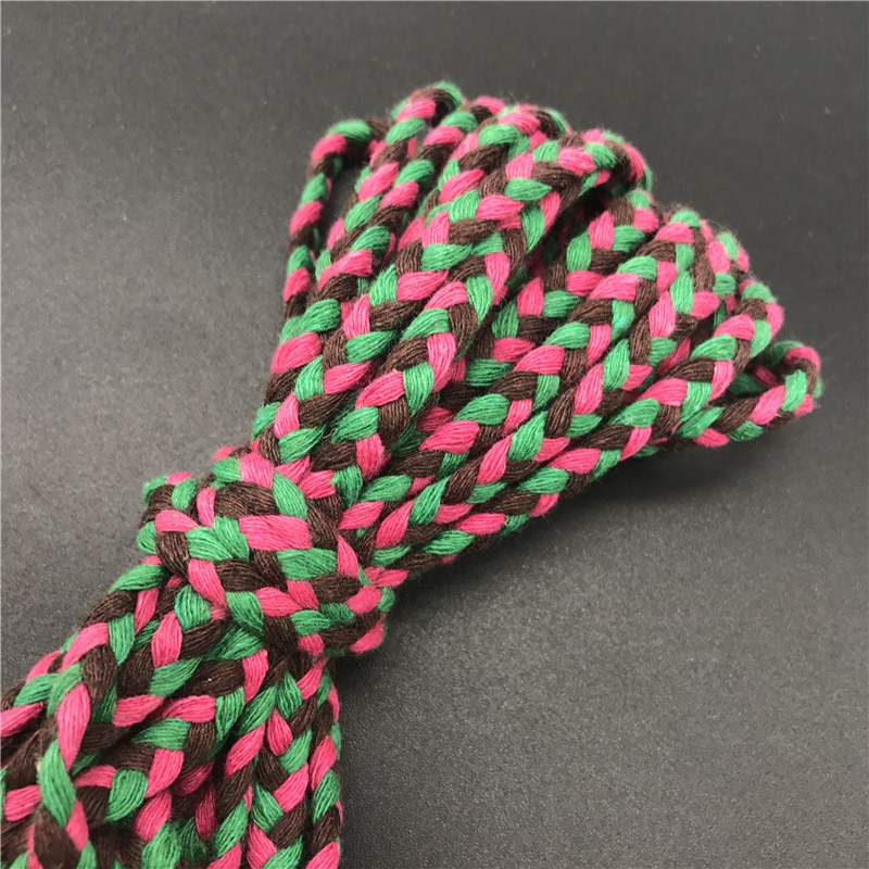 5 yards / lot 6mm bomulds reb fladt tricolor flettet reb håndværk dekorativt snoet snor reb til håndlavet dekoration: 01