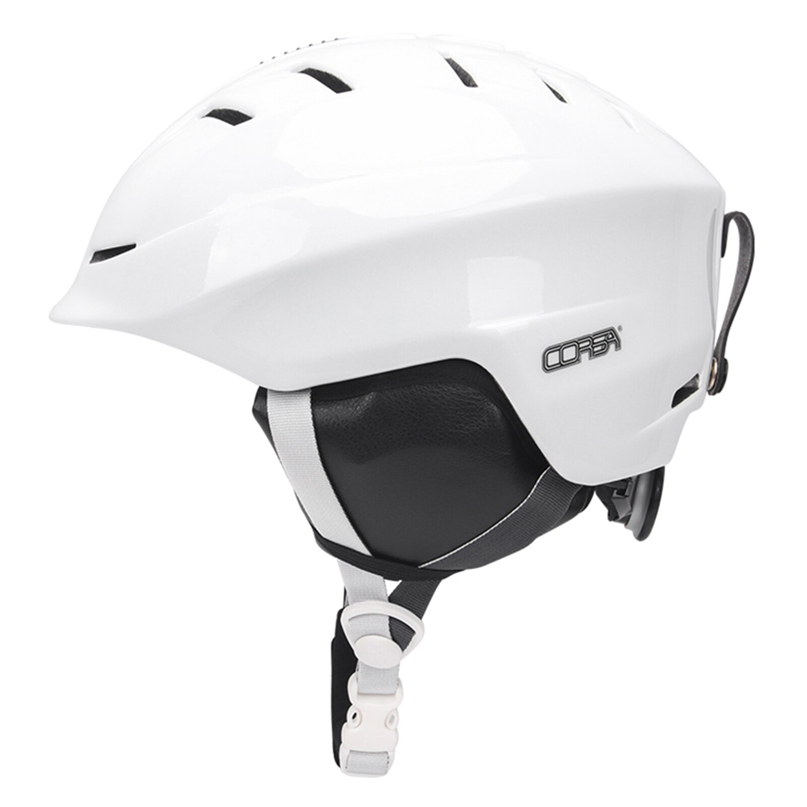 Casco da sci con fodera rimovibile e copri orecchie casco da Snowboard regolabile uomo donna casco da neve In-mold: White L