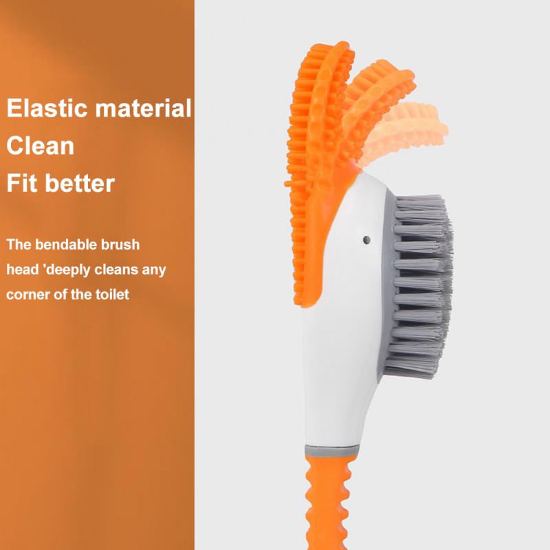 Toilet Brush Water Leak Proof With Base Duck Shape Silicone Soft Bristles Brush With Holder Toilet Bathroom Accessories
