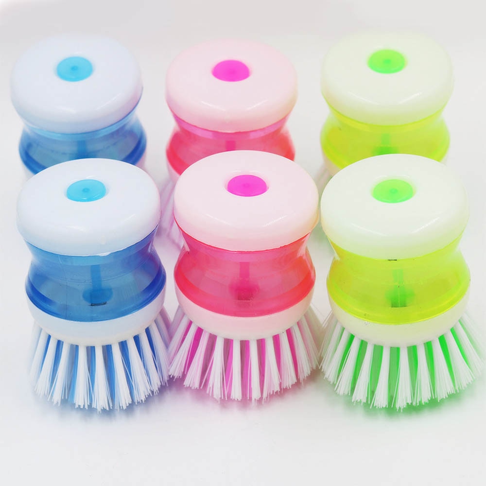 Kitchen Dish Brush With Liquid Soap Dispenser Plastic Pot Dish Cleaning Brush Home Cleaning Products Kitchen Washing Utensils