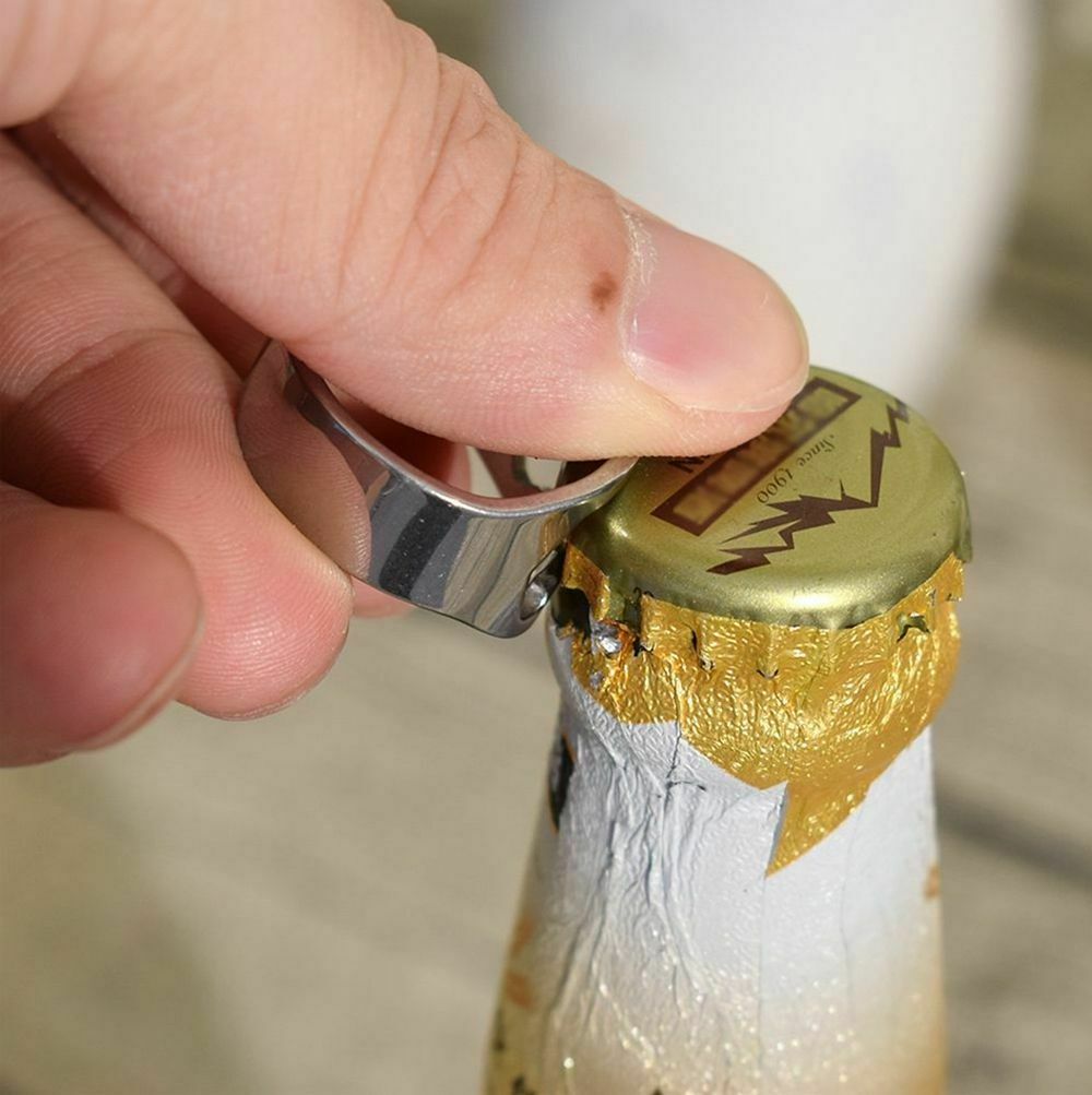 Rvs Mini Ring Bier Flesopener Vinger Ring-Shape Fles Bier Cap Opening Remover Kitchen Bar Gereedschap