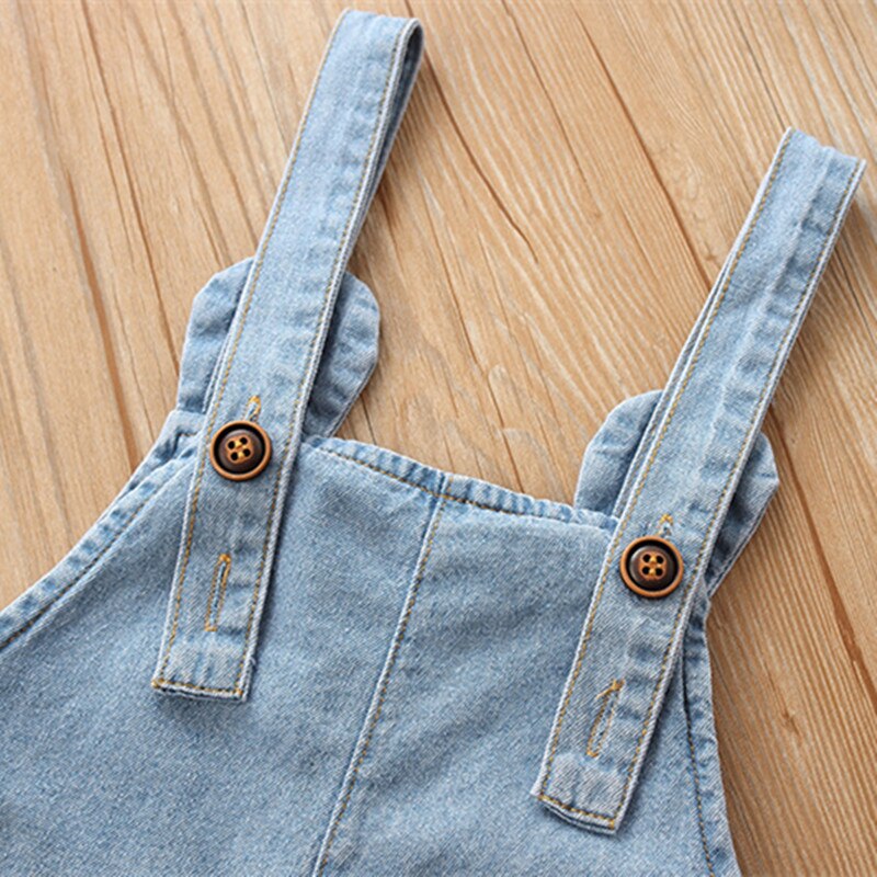 DFXD Summer Baby Denim Overalls Pants Toddler Boys Girls Solid Loose Jeans Suspender Trousers Children&#39;s Bib Pants 1-5T