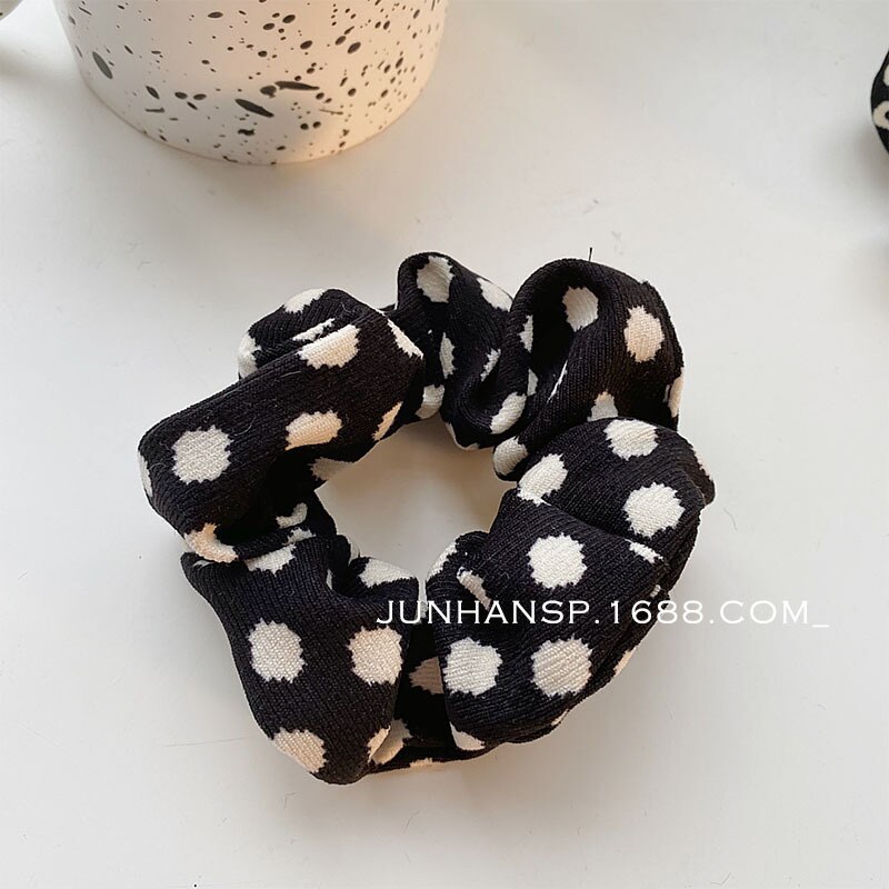 Scrunchies negros temperamento para Otoño/Invierno, lazos para el cabello a la , soporte para cola de caballo, banda elástica para el cabello, accesorios para el cabello coreanos para mujeres y niñas: 5