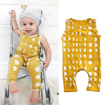 0-3Y Toddler Infant Baby Girls Boys One Piece Cotton Dot Crescent Romper Kids Summer Jumpsuit Playsuit Outfits Clothes Sunsuit