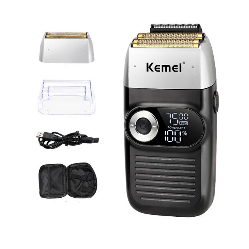 Golarka elektryczna kemei KM-2026 przenośny, z tłokami wykonującymi ruch posuwisto-zwrotny golarka męska brzytwa trymer robić brody akumulator wyświetlacz LCD 1400mA nadający się robić prania