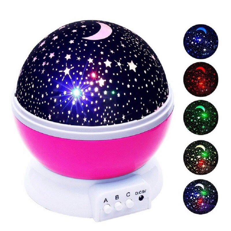 Novelty LED Rotating Star Projector Lighting Moon Starry Sky Children Baby Night Sleep Light Battery Emergency Projection Lamp