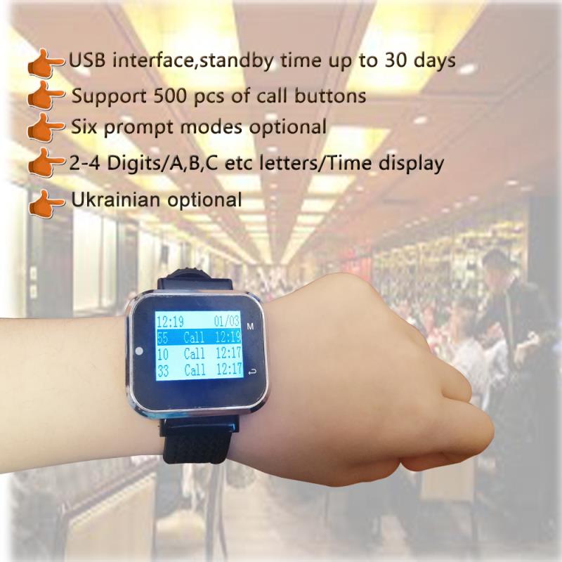 Lange Afstand Zender Draadloze 2 Belknop + 1 Polshorloge Ontvanger 433Mhz Voor Restaurant Fabriek Cafe Kliniek Bar