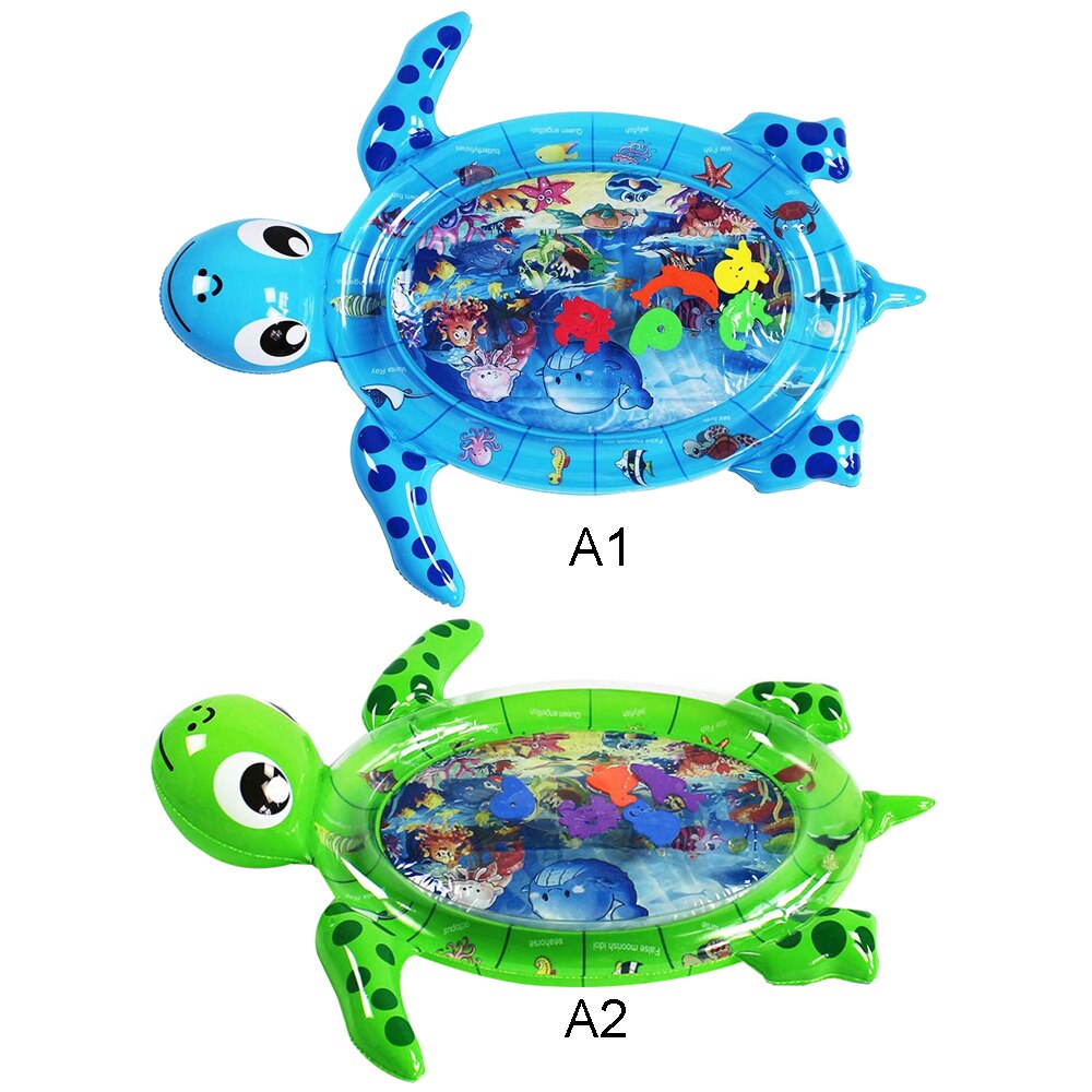 Tegneserie baby legetøj skildpadde baby pat mat vandmåtte spray pad pad oppustelig mave tid vandmåtte hav spædbørn småbørn leger mat legetøj