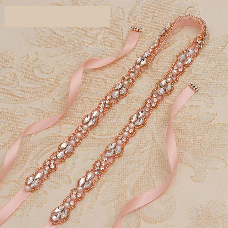 Kristallen riem, trouwriemen, bling bling, luxe strass riem, parel riem, jurk accessoires: Roségoud